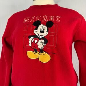 Vintage Disney Micky Mouse 28 Fleece Sweatshirt Red Medium